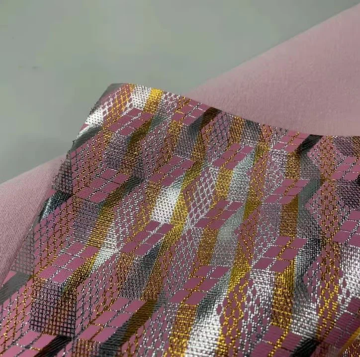 0.7mm Line Texture Foiled Pattern Metal Embossed PU PVC Synthetic Leather For Decorate Bags
